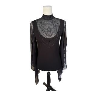 Grayse Kelly And Marie Gray Whimsy Goth Punk Sheer Sequin Witchy Designer Top XS